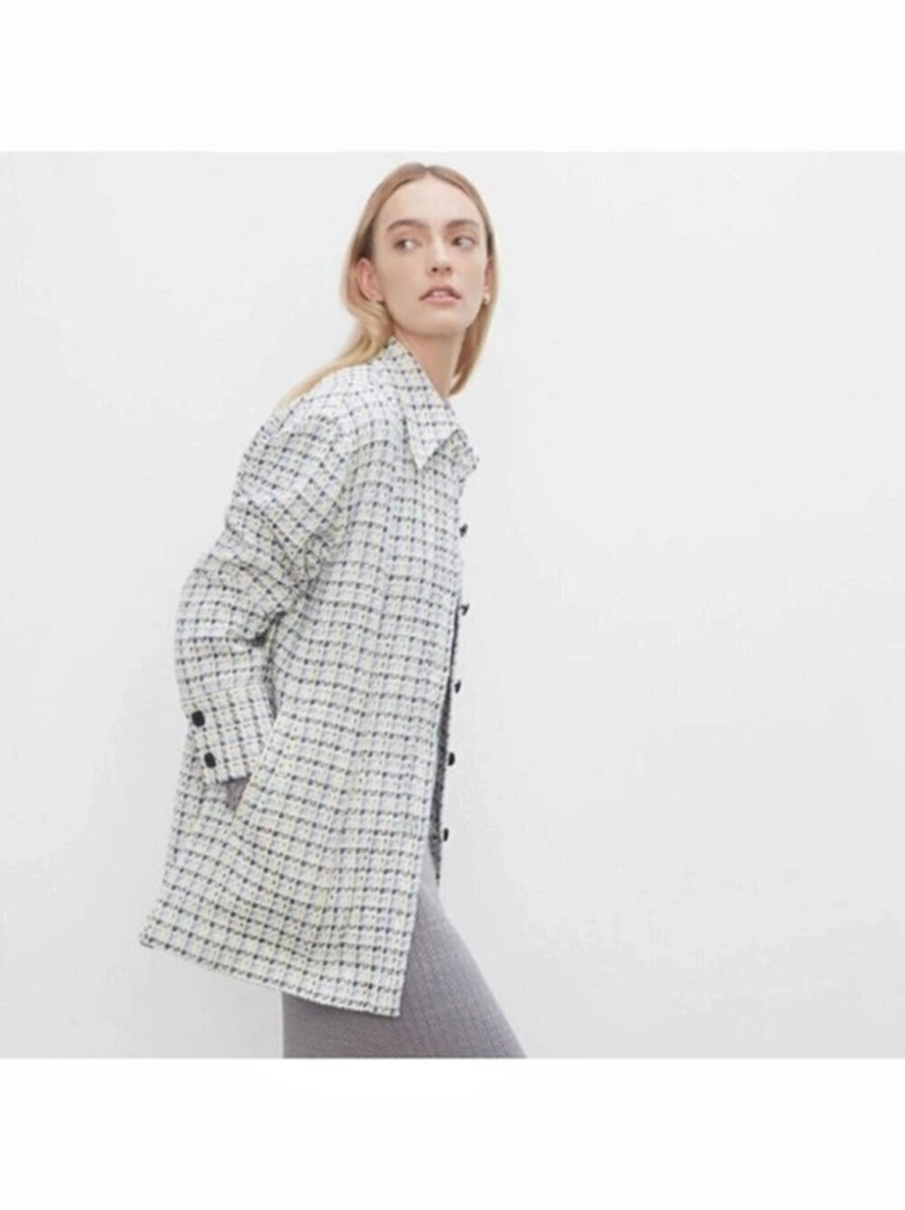 Club Monaco Checkered Jacket in White & Blue size S/P